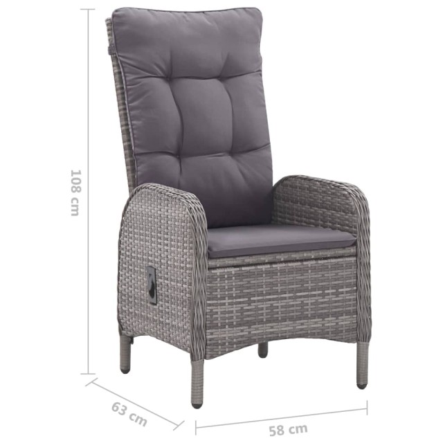 Ensemble à manger de jardin 9 pcs Gris