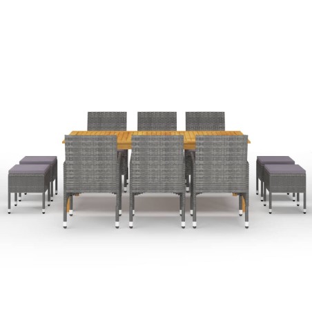 Ensemble à manger de jardin 11 pcs Gris