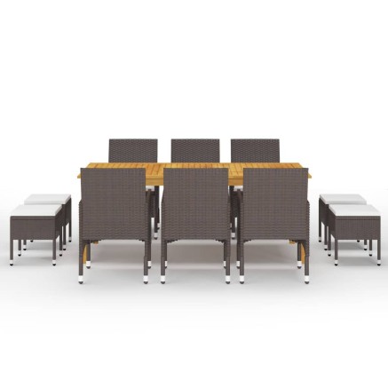 Ensemble à manger de jardin 11 pcs Marron 2