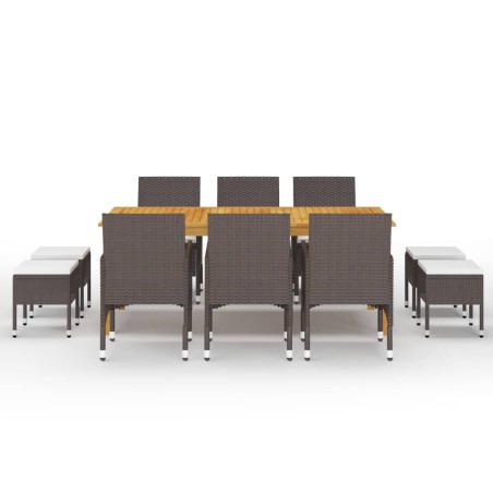 Ensemble à manger de jardin 11 pcs Marron