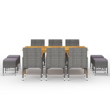 Ensemble à manger de jardin 11 pcs Gris 2