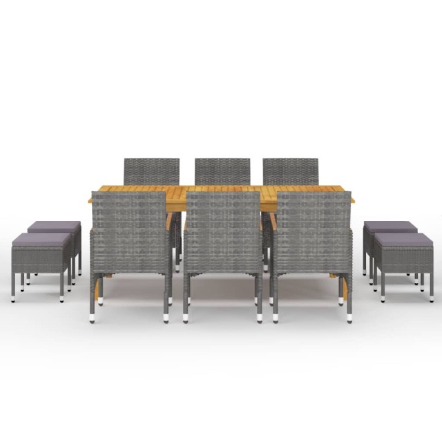 Ensemble à manger de jardin 11 pcs Gris