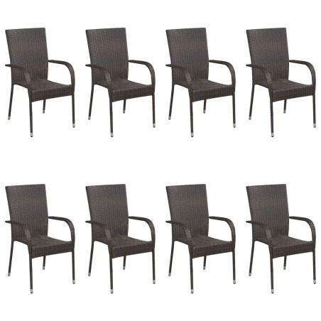 Ensemble à manger de jardin 9 pcs Marron