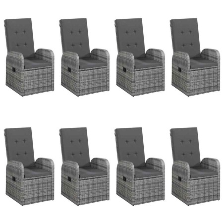 Ensemble à manger de jardin 9 pcs Gris