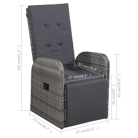 Ensemble à manger de jardin 7 pcs Gris