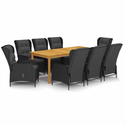 Ensemble à manger de jardin 9 pcs Gris foncé 2