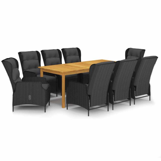 Ensemble à manger de jardin 9 pcs Gris foncé