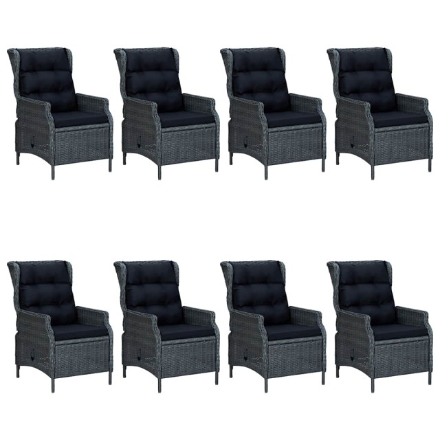 Ensemble à manger de jardin 9 pcs Gris foncé