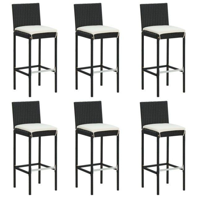 Ensemble de bar de jardin avec coussins 7 pcs Noir