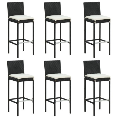 Ensemble de bar de jardin avec coussins 7 pcs Noir