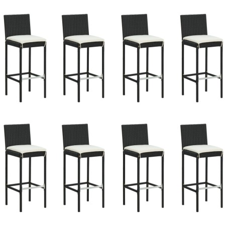 Ensemble de bar de jardin avec coussins 9 pcs Noir