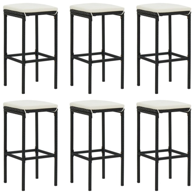 Ensemble de bar de jardin avec coussins 7 pcs Noir