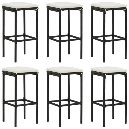 Ensemble de bar de jardin avec coussins 7 pcs Noir