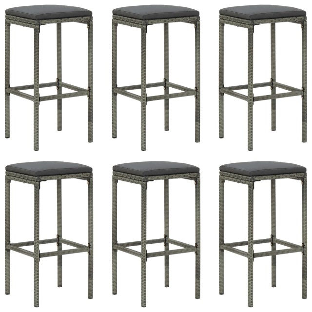 Ensemble de bar de jardin avec coussins 7 pcs Gris