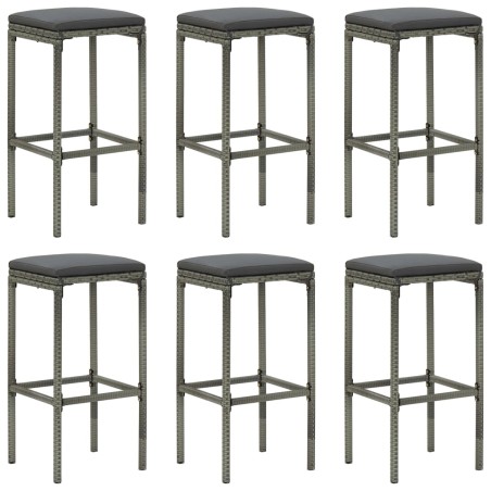 Ensemble de bar de jardin avec coussins 7 pcs Gris