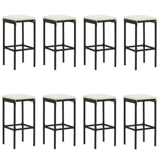 Ensemble de bar de jardin avec coussins 9 pcs Noir