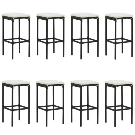 Ensemble de bar de jardin avec coussins 9 pcs Noir
