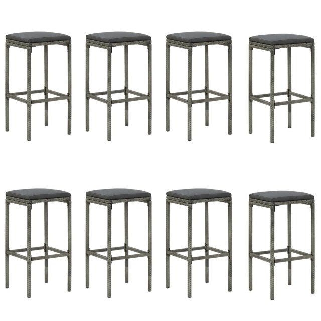 Ensemble de bar de jardin avec coussins 9 pcs Gris