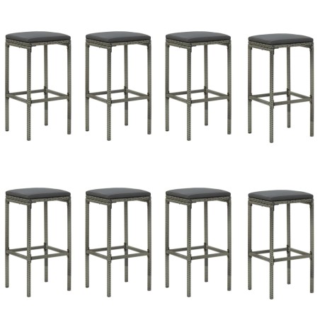 Ensemble de bar de jardin avec coussins 9 pcs Gris