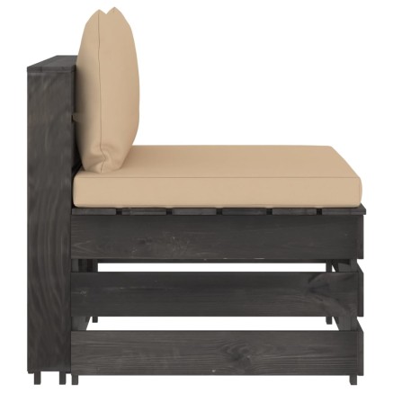 Canapé central sectionnel avec coussins Bois imprégné de gris 2