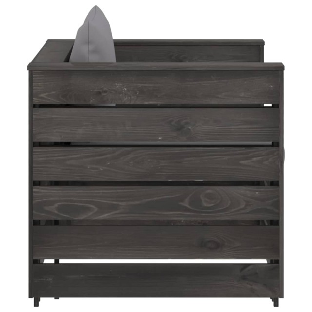 Salon de jardin 2 pcs avec coussins Bois imprégné de gris