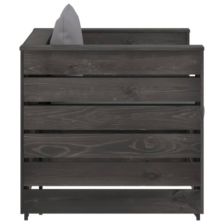 Salon de jardin 2 pcs avec coussins Bois imprégné de gris