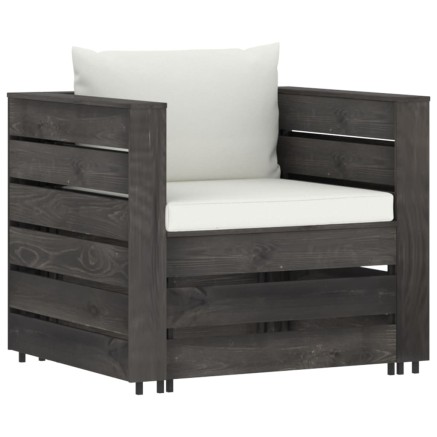 Salon de jardin 2 pcs avec coussins Bois imprégné de gris 2