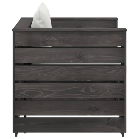 Salon de jardin 2 pcs avec coussins Bois imprégné de gris