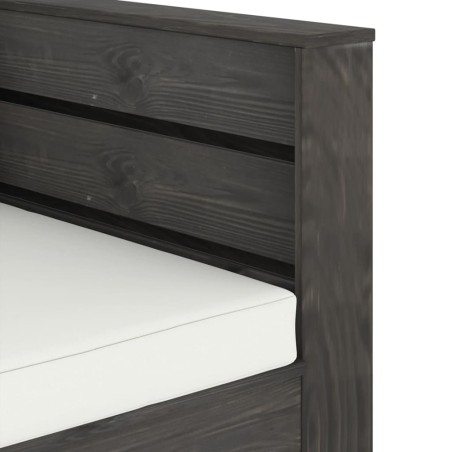 Salon de jardin 2 pcs avec coussins Bois imprégné de gris