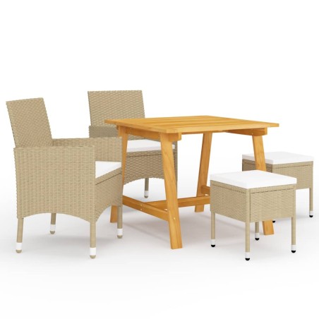 Ensemble à manger de jardin 5 pcs Beige