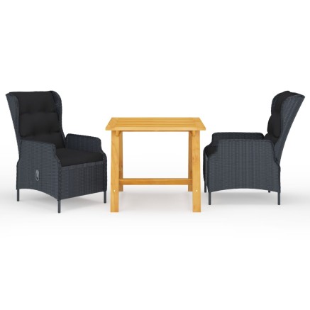 Ensemble à manger de jardin 3 pcs Gris foncé