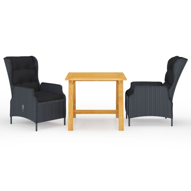Ensemble à manger de jardin 3 pcs Gris foncé