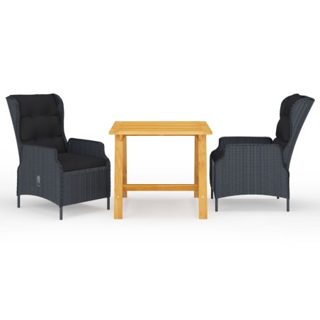 Ensemble à manger de jardin 3 pcs Gris foncé