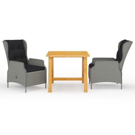 Ensemble à manger de jardin 3 pcs Gris clair