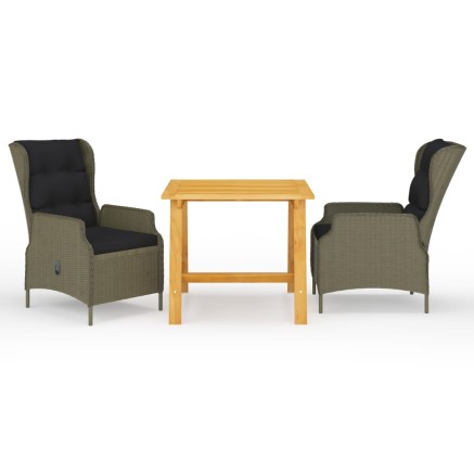 Ensemble à manger de jardin 3 pcs Marron