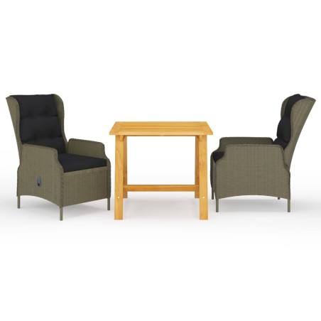 Ensemble à manger de jardin 3 pcs Marron