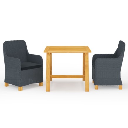 Ensemble à manger de jardin 3 pcs Gris foncé