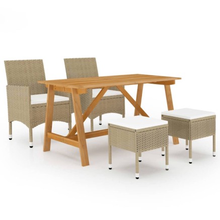 Ensemble à manger de jardin 5 pcs Beige