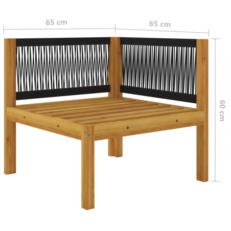 Banc de jardin 2 places avec coussins en bois d'acacia et corde
