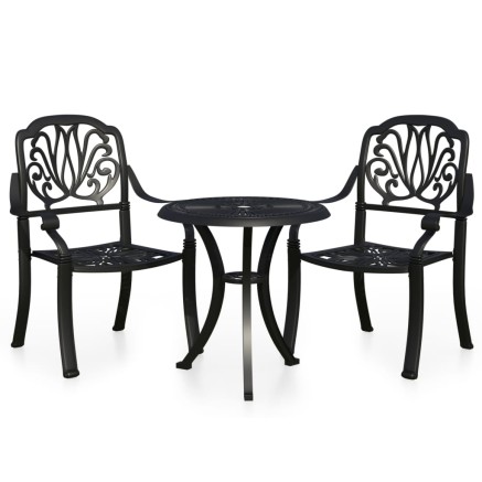 Ensemble de bistro 3 pcs Aluminium coulé Noir 2