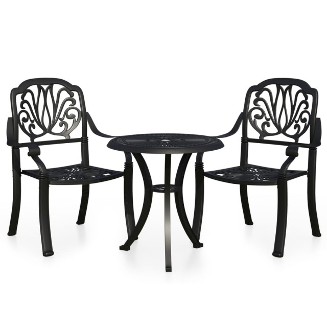 Ensemble de bistro 3 pcs Aluminium coulé Noir