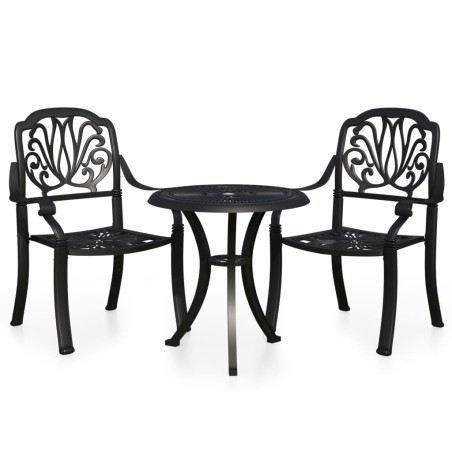 Ensemble de bistro 3 pcs Aluminium coulé Noir