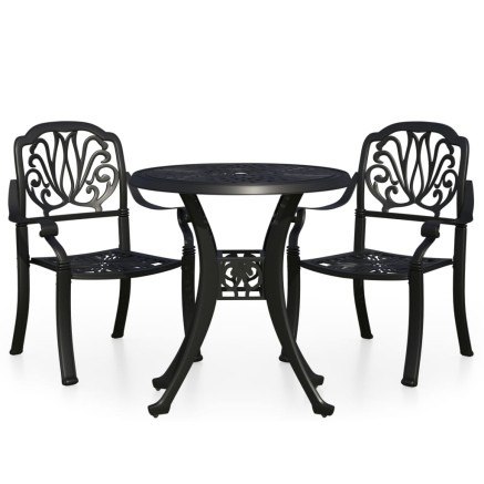 Ensemble de bistro 3 pcs Aluminium coulé Noir 2