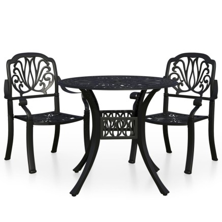 Ensemble de bistro 3 pcs Aluminium coulé Noir 2