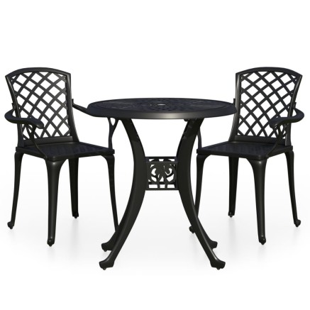 Ensemble de bistro 3 pcs Aluminium coulé Noir 2