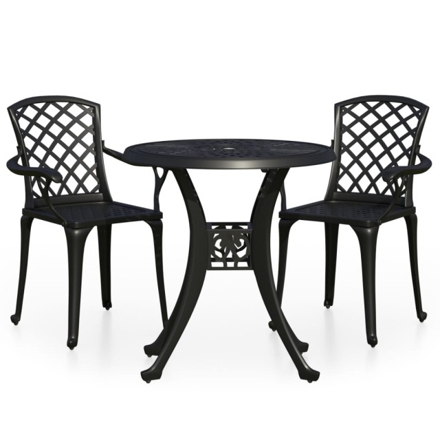 Ensemble de bistro 3 pcs Aluminium coulé Noir