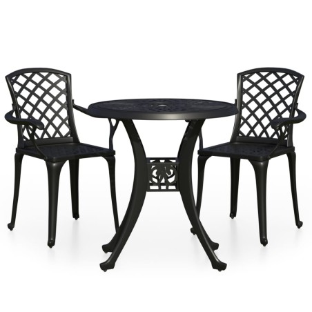 Ensemble de bistro 3 pcs Aluminium coulé Noir