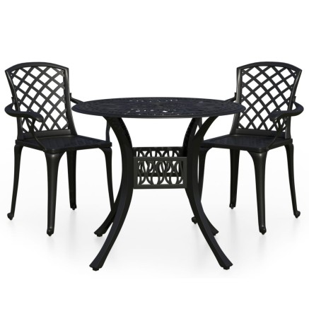 Ensemble de bistro 3 pcs Aluminium coulé Noir 2