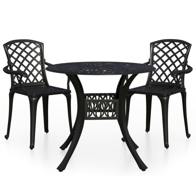 Ensemble de bistro 3 pcs Aluminium coulé Noir