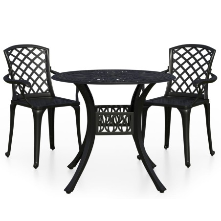 Ensemble de bistro 3 pcs Aluminium coulé Noir